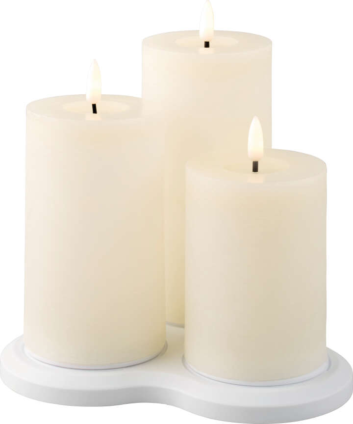 LUMINEO 3er-Set LED Echtwachskerzen